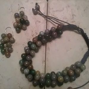 Genuine stones bracelet/earrings set